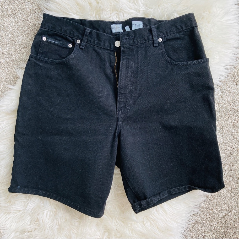 Calvin Klein 90s Black Denim Shorts 36